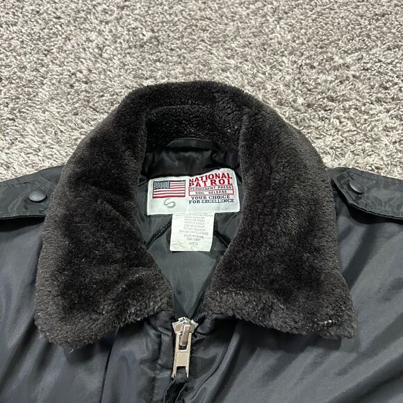 Vintage Bomber Jacket National Patrol Quilted Nylon Full Zip y2k Insulated Black - Picture 3 of 11